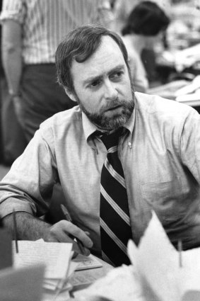 Sydney Schanberg at the New York Times office in 1976.