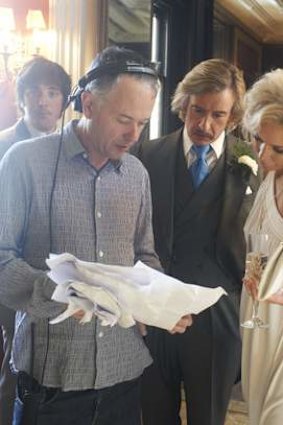 Michael Winterbottom, left, on set with Steve Coogan and Anna Friel.