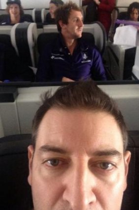6PR's Basil Zempilas with proof the Dockers made it on to their Friday morning plane.