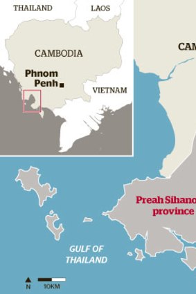 Map of the area in Cambodia where refugees could be sent.