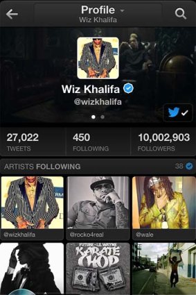 A screenshot of the Twitter #music app for iPhone.