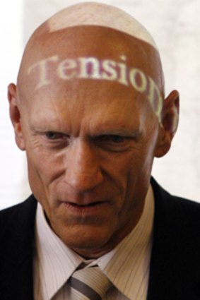 Something on his mind ... the Minister for the Environment,  Peter Garrett,   yesterday. 