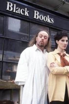 Dylan Moran with his cohorts from the TV series he created, <i>Black Books</i>.
