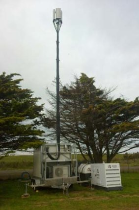 During the Moto GP Telstra installed a Cell on Wheels (CoW), pictured, to improve mobile phone coverage.