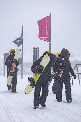 Wild weather at Mount Hotham on Monday.