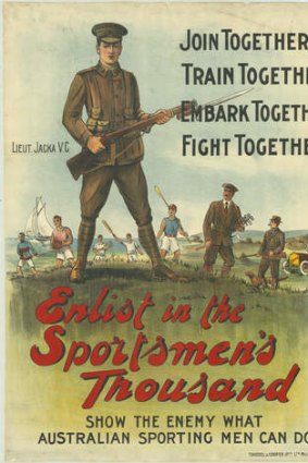Recruiters appealed to sportsmen to enlist for war.