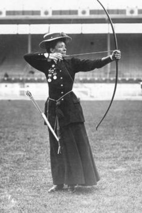 On target ... Mrs A Hill-Lowe, bronze medal winner in the Women's National Round Archery event at the 1908 London Olympics.