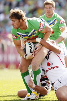 Joe Picker of the Raiders in action against the New Zealand Warriors.