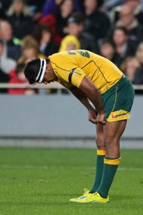 Kurtley Beale gives a fair indication of how things are going during the second Bledisloe Test against the All Blacks.