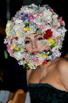It beats a hat made of raw meat: Lady Gaga's headdress was certainly eye-catching.