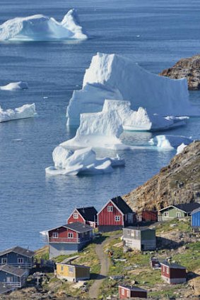 Icebergs off Nuussuaq village, Greenland.