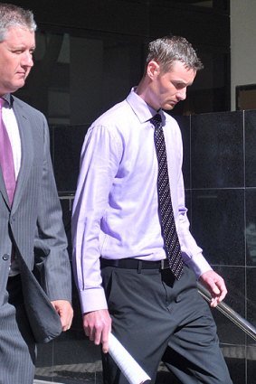 Russell O'Callaghan leaving jail earlier this year.