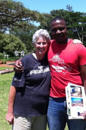 Adrienne Anderson with one of Roebuck's 'sons'.