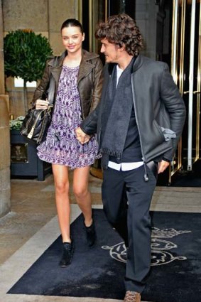 In town ... Miranda Kerr and Orlando Bloom.