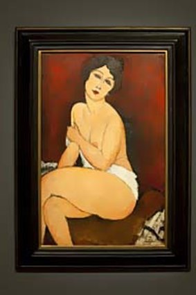 <i>Nu assis sur un divan (La Belle Romaine)</i>, a 1917 painting by Amedeo Modigliani.