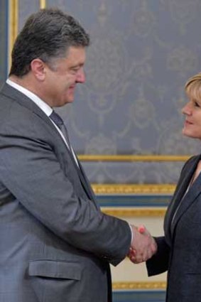 Foreign Minister Julie Bishop meets Ukrainian President Petro Poroshenko in Kiev.
