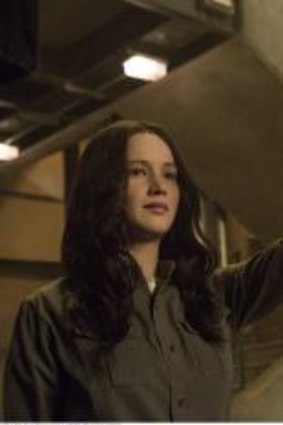 Jennifer Lawrence and Julianne in <i>The Hunger Games: Mockingjay - Part 1</i>.