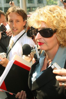 Defence lawyer Helen Spowart leaves court yesterday after a magistrate lifted an order suppressing the name of Brendan Sokaluk.