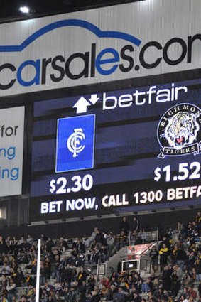 Betfair offers live odds during an AFL match at the MCG.