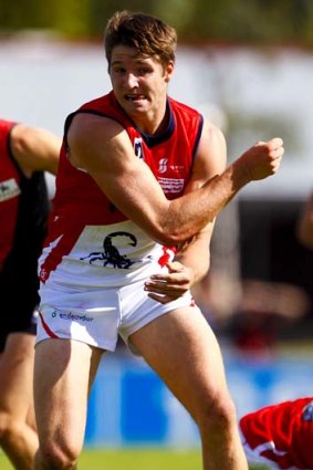 Good grounding: Demons hopeful Jesse Hogan in action for the Casey Scorpions.