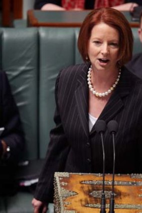 Stoush time: Prime Minister Julia Gillard responds to an opposition question in Parliament on Wednesday.