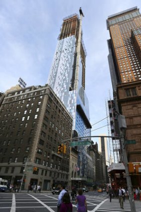 Construction is underway on the One57 tower, which will soon hold the title of New York's tallest building with residences.