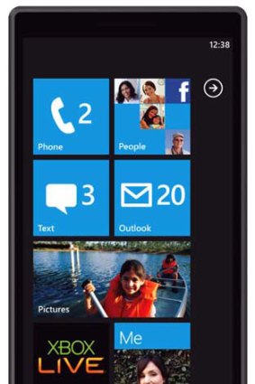 Banking on integration... a preview of the new Windows Phone 7's home screen.