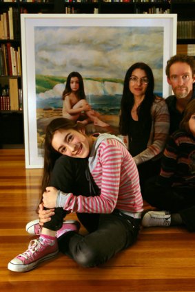 The girl at the centre of the latest controversy, Olympia Nelson, 11, with her mother, father and brother.