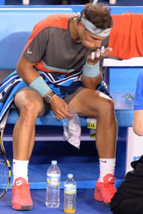 Nadal had his hand extensively worked on throughout the night.