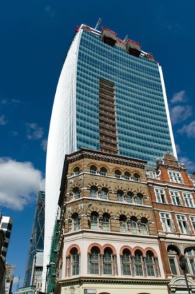 The 'walkie talkie' skyscraper in London.