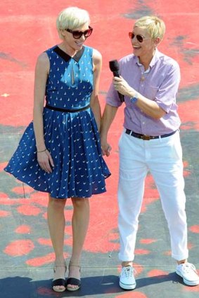 All smiles: Ellen DeGeneres with her wife Portia de Rossi.