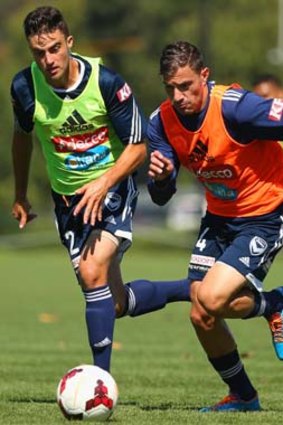 In control: James Troisi leads the way at training.