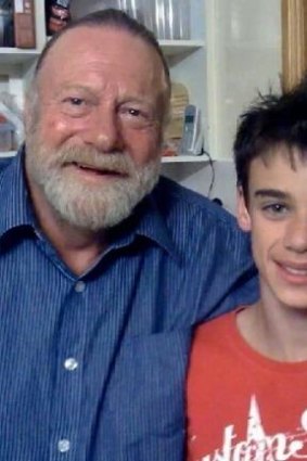 Teenage Canberra boxer Adrian Farquhar with legendary actor Jack Thompson.