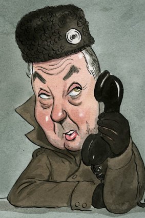 Hanging on the telephone ... Macquarie Group chief executive Nick Moore. <em>Illustration: John Shakespeare</em>.