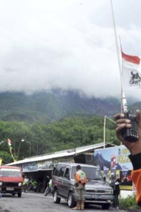 Evacuation procedures in place: Rescuers near the Mount Merapi eruption site.