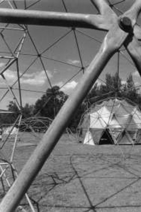 Geodesic Domes being erected at the Cotter Reserve for the ConFest held in December 1976