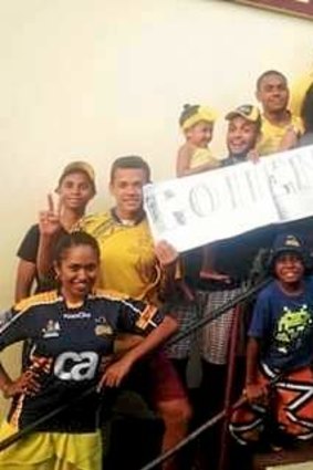 ACT Brumbies player Henry Speight's family in Fiji. They watch the games every week, regardless of time.