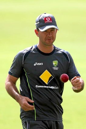 Ricky Ponting training at the Adelaide Oval yesterday.
