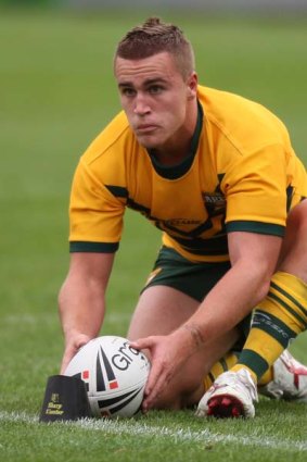 Cameron King in action for the Junior Kangaroos in Wellington last year.