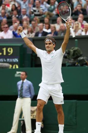 Triumph ... Roger Federer has still never lost a semi-final at Wimbledon.
