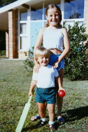 Early potential: Phil Jaques practised in his backyard with his sister Tracey.