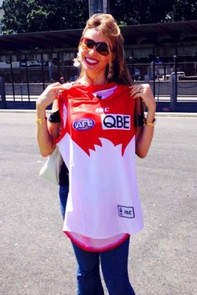 New supporter: US actor Sofia Vergara with her Swans jumper.