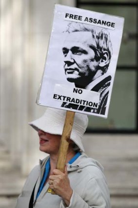 Lost cause ... supporters demonstrate outside the United Kingdom Supreme Court during Julian Assange's extradition appeal.
