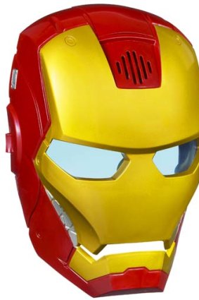 Hidden identity: The Iron Man mask worn by one of three men who robbed a convenience store.