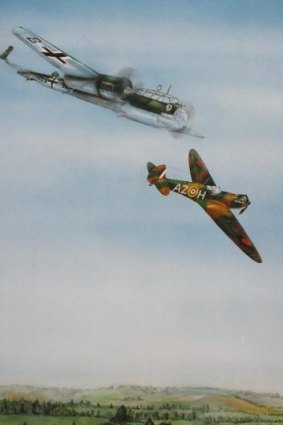 Spitfire: Depiction of Pat Hughes' last battle, September 7, 1940.