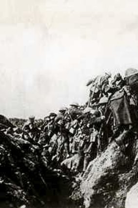 Australian troops in France advance on German lines.