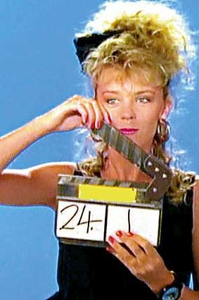 Kylie Minogue filming the music video for her first single Loco-motion, in 1987.