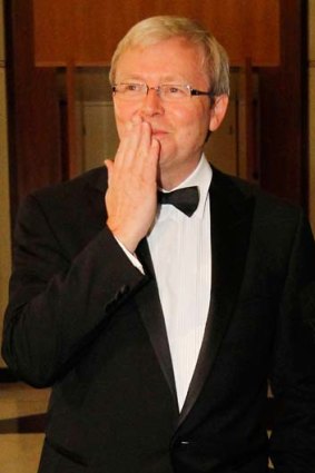 Then prime minister Kevin Rudd at the 2010 Midwinter Ball - a week before he was desposed as Labor leader.