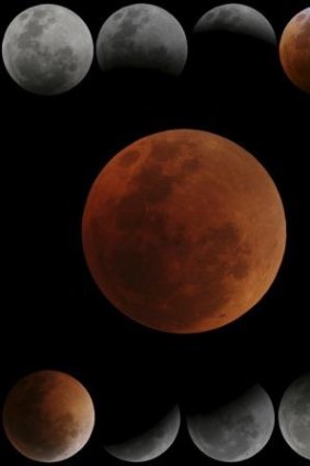 The previous lunar eclipse, with a red moon. 