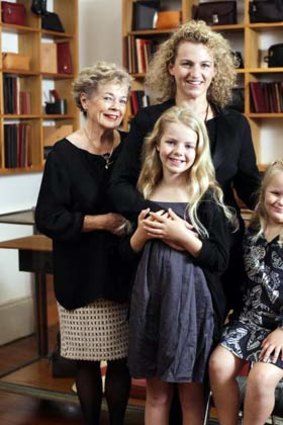 Three generations ... Elizabeth Hunt (left), Sophie and her children Gretel, 9, and Isobel, 5.